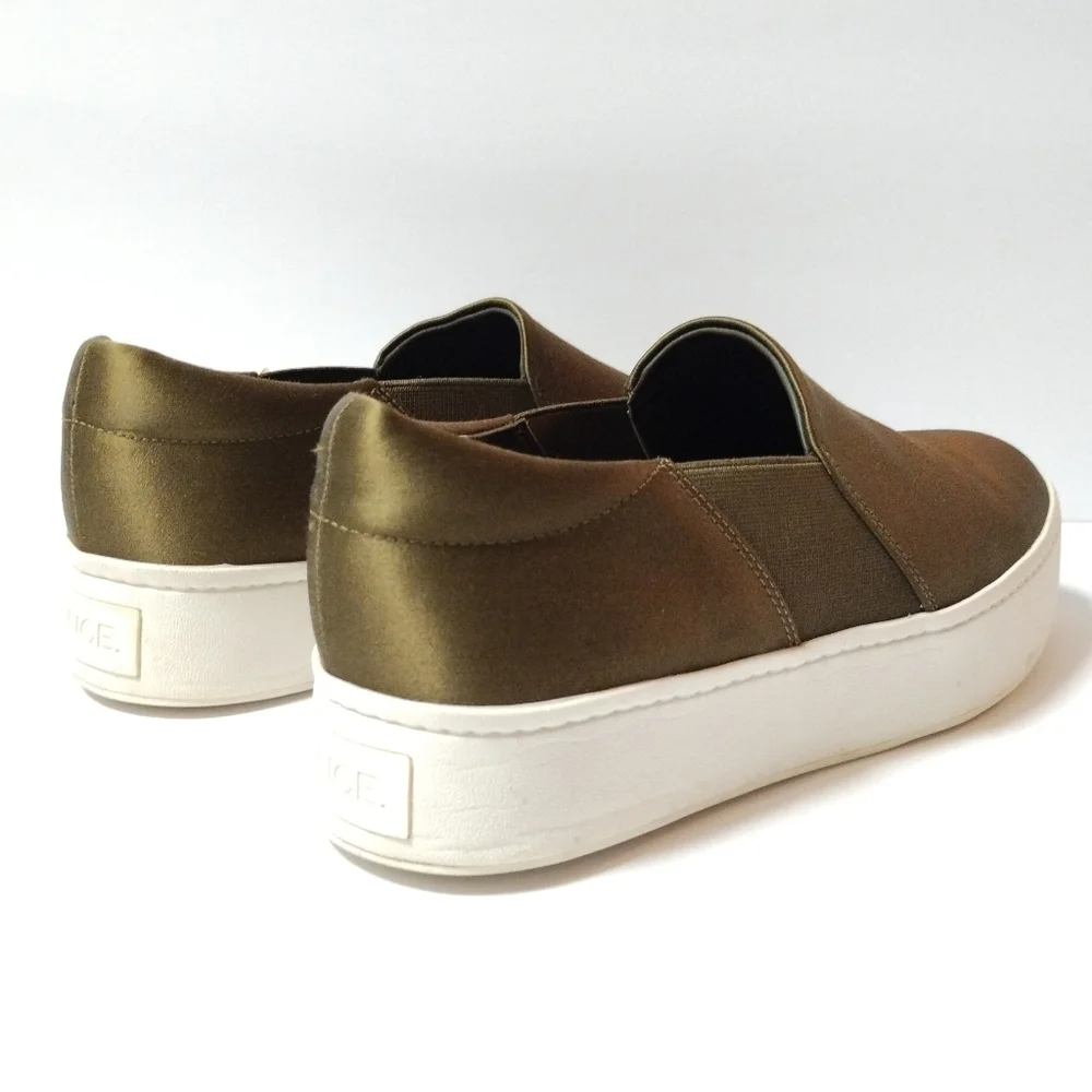 Vince Olive Green Slip-On Platform Sneakers